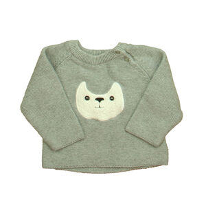 aimama Unisex Gray | White Cat Sweater size: 12-18 Months